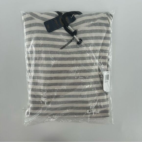 3rd & Army Long Sleeve Pullover Cowl Neck Striped White Grey Hoodie NWT Medium - Picture 3 of 11